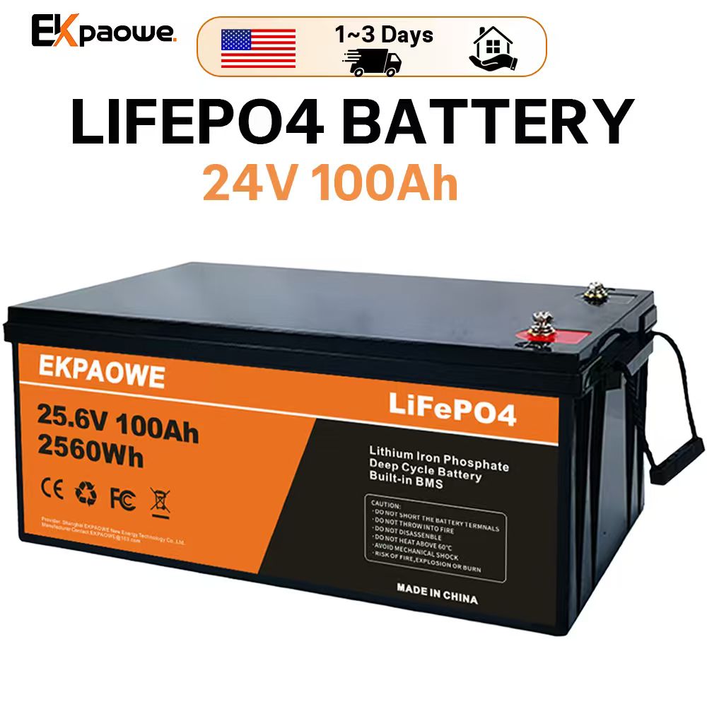 Fishing Boat Trolling Motor - Batterie LiFePO4 EKPAOWE 24V 25.6V 100AH,