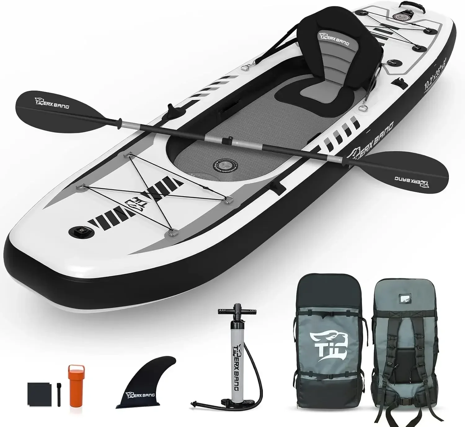 Fishing Boat Oar - Kayak gonflable TIGERXBANG 10,2'x35''x8'' avec siège