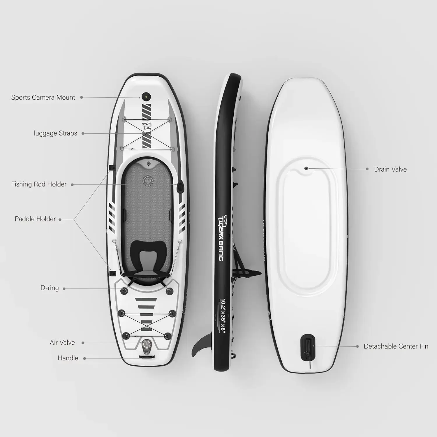 Kayak gonflable TIGERXBANG 10, - Fishing Boat Oar avis et prix