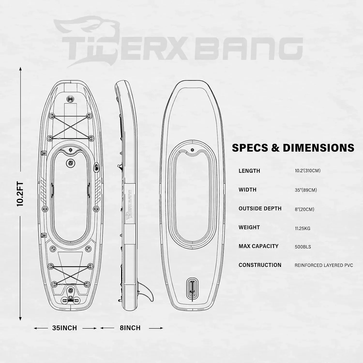 Kayak gonflable TIGERXBANG 10, - Fishing Boat Oar avis et prix